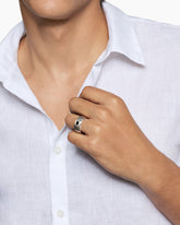 Nesting Band Ring in Platinum with Center Black Diamond, 10mm